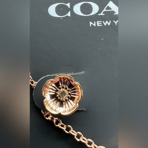 Coach Rose Gold Women's Open Circle Necklace and Tea Rose Stud Earring Set - Picture 5 of 6
